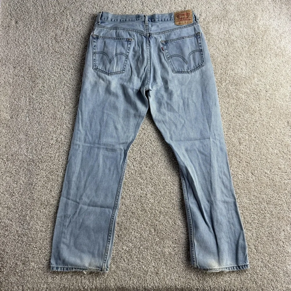 Y2K Levis 505 Jeans Mens 36x32 Light Wash Blue Denim Regular Straight Casual